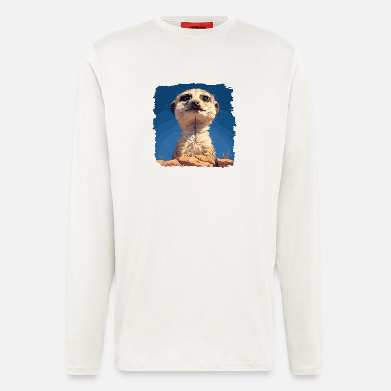Meerkat Erdmännchen - Langarmshirt - made by SPREAD  - OFF WHITE