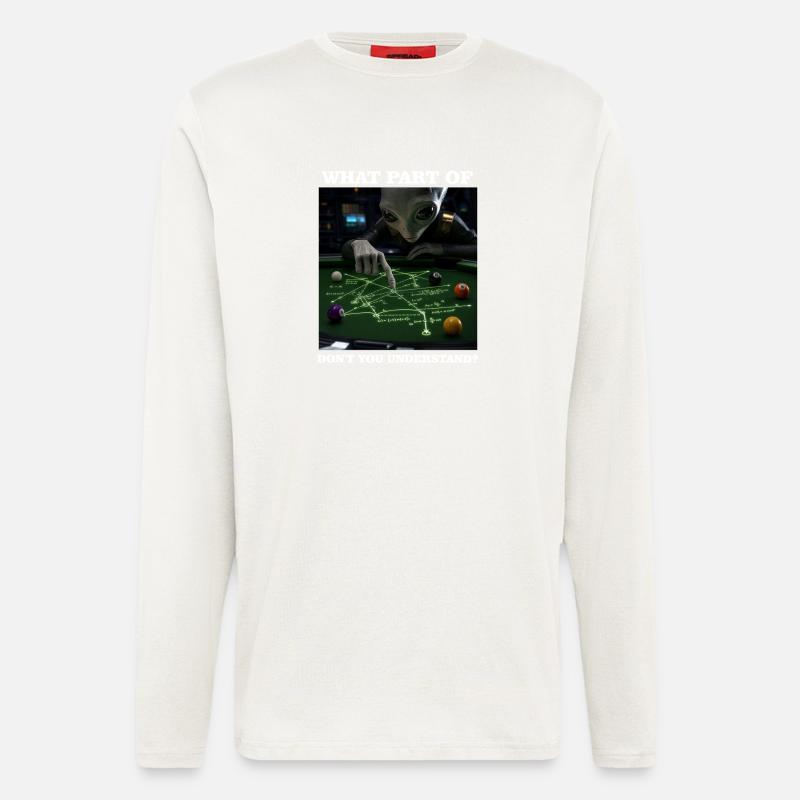 Billard-Physik-Alien-Nerd-Billardspieler - Langarmshirt - made by SPREAD - OFF WHITE