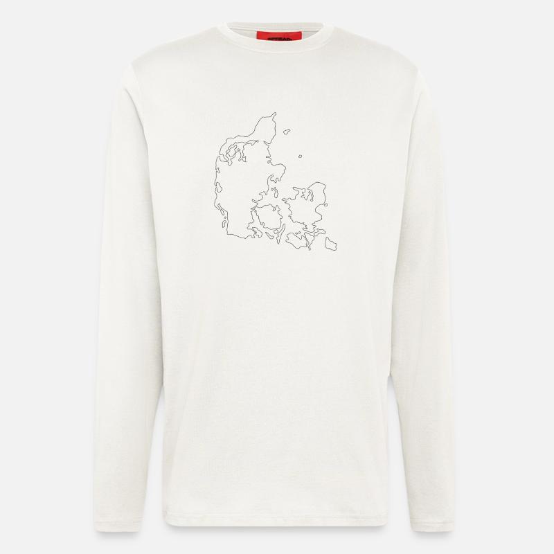 Carte du Danemark - Manches longues bio décontracté fabriqué en UE - OFF WHITE