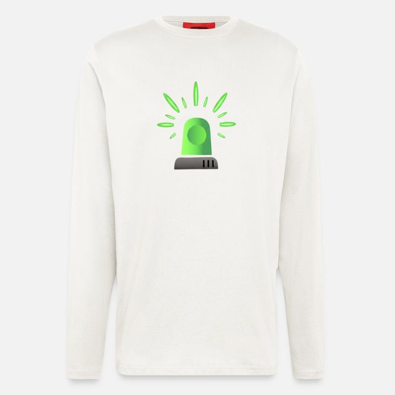 Grüne Sirene Warnleuchte - Einsatzfahrzeug Notfall - Langarmshirt - made by SPREAD - OFF WHITE