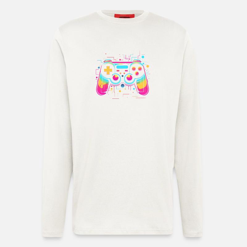 Game Controller Retrowave Look - Longsleeve - made by SPREAD - OFF WHITE