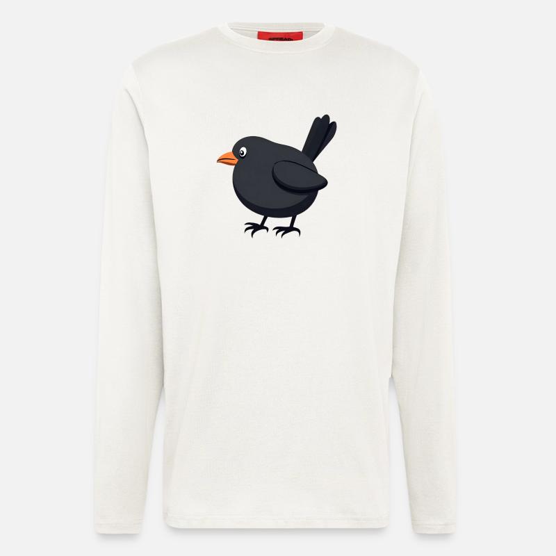Amsel Vogel - Langarmshirt - made by SPREAD - OFF WHITE