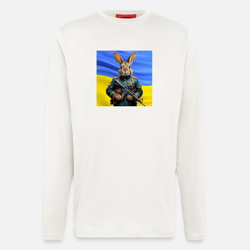Guardian Rabbit: Held der Ukraine - Langarmshirt - made by SPREAD  - OFF WHITE
