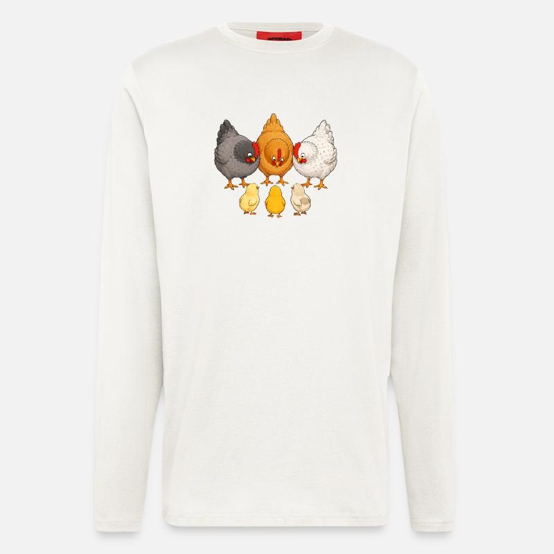 Hühner mit Kücken - Langarmshirt - made by SPREAD  - OFF WHITE