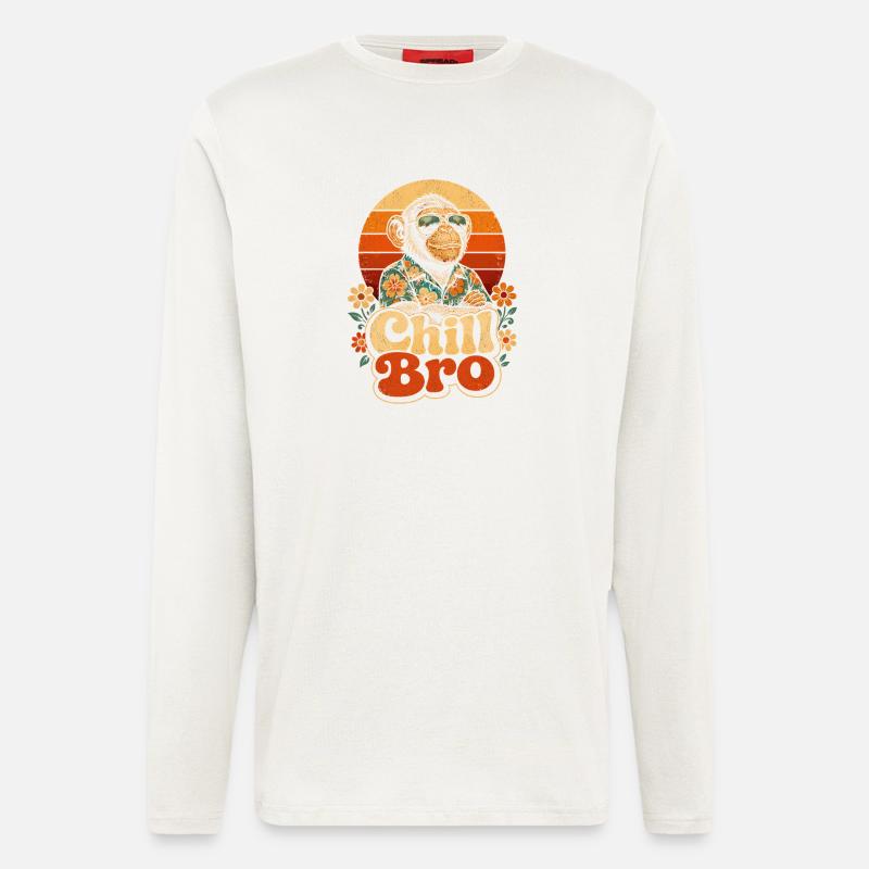Chill Bro Retro Affe - Langarmshirt - made by SPREAD  - OFF WHITE