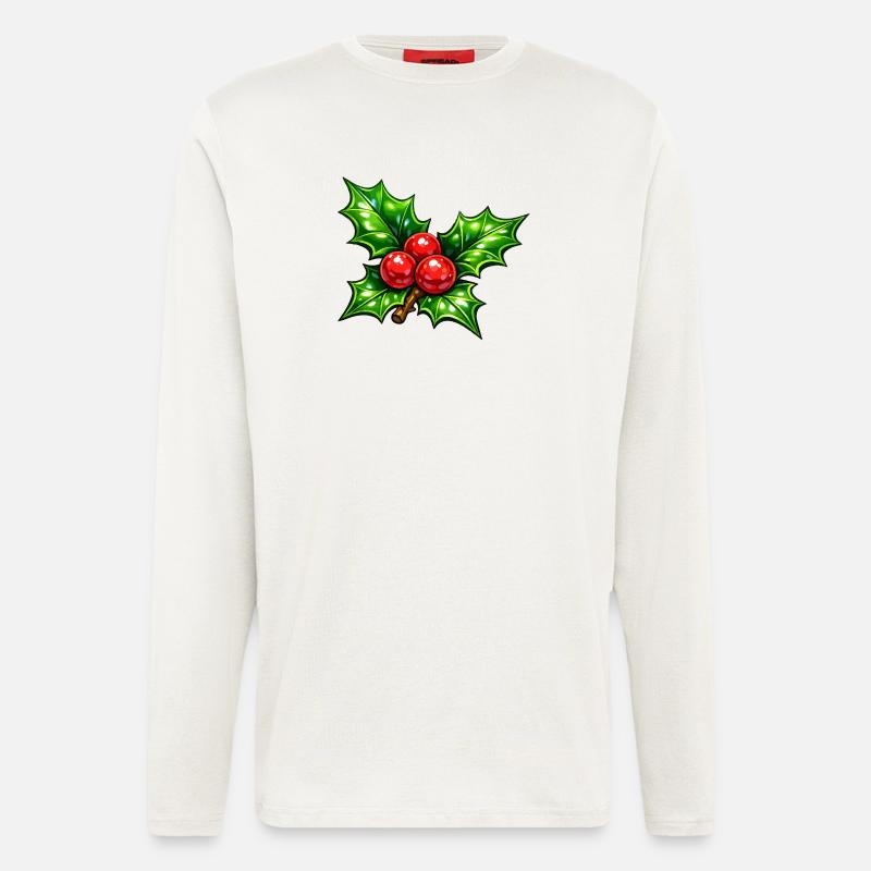 Stechpalme mit Beeren - Langarmshirt - made by SPREAD - OFF WHITE