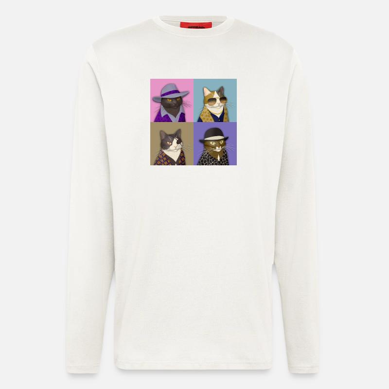 Badass Cat Quartet - Longsleeve - made by SPREAD - OFF WHITE