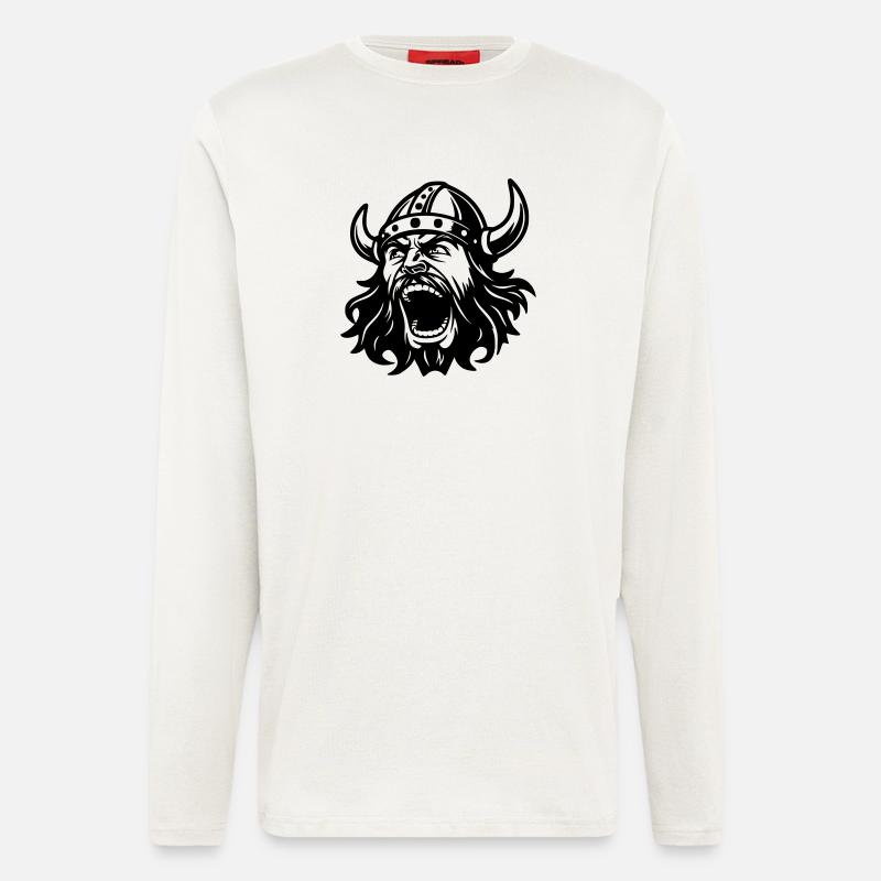 Wikinger Black Head - Langarmshirt - made by SPREAD  - OFF WHITE