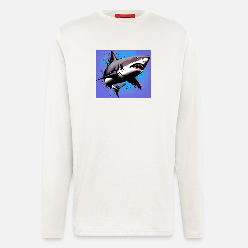 Requin - Manches longues bio décontracté fabriqué en UE - OFF WHITE