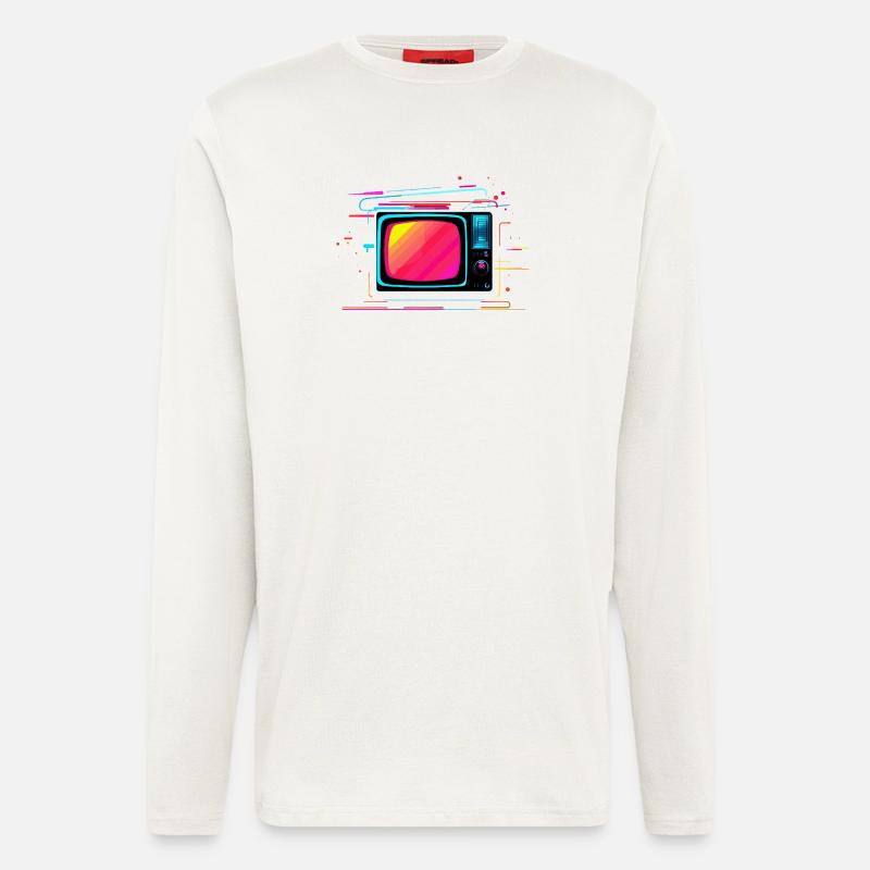 TV Synthwave - Manches longues bio décontracté fabriqué en UE - OFF WHITE