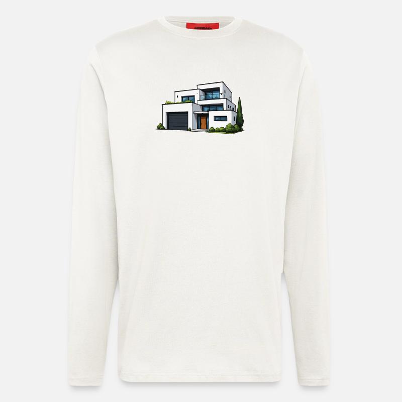 Moderne Flachdachvilla - Langarmshirt - made by SPREAD - OFF WHITE