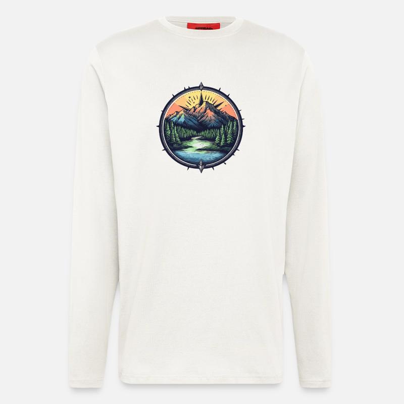 Berge Kompass - Langarmshirt - made by SPREAD  - OFF WHITE