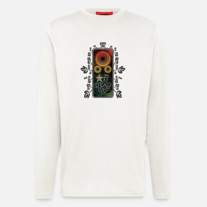 Brillance du système de son reggae - Manches longues bio décontracté fabriqué en UE - OFF WHITE