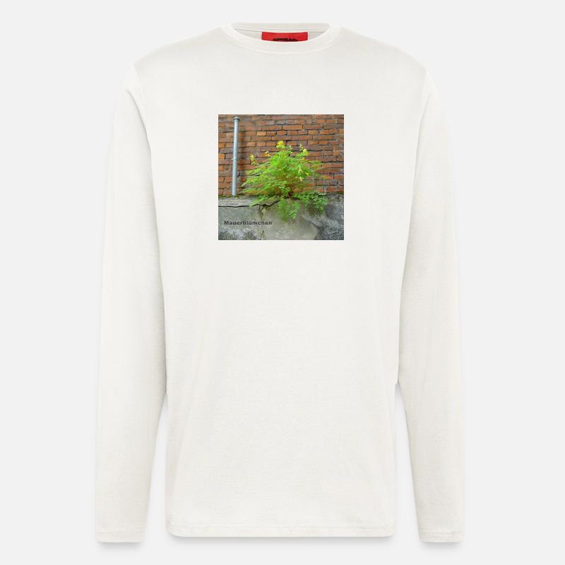 Mauerblümchen am Mauerwerk - Langarmshirt - made by SPREAD - OFF WHITE