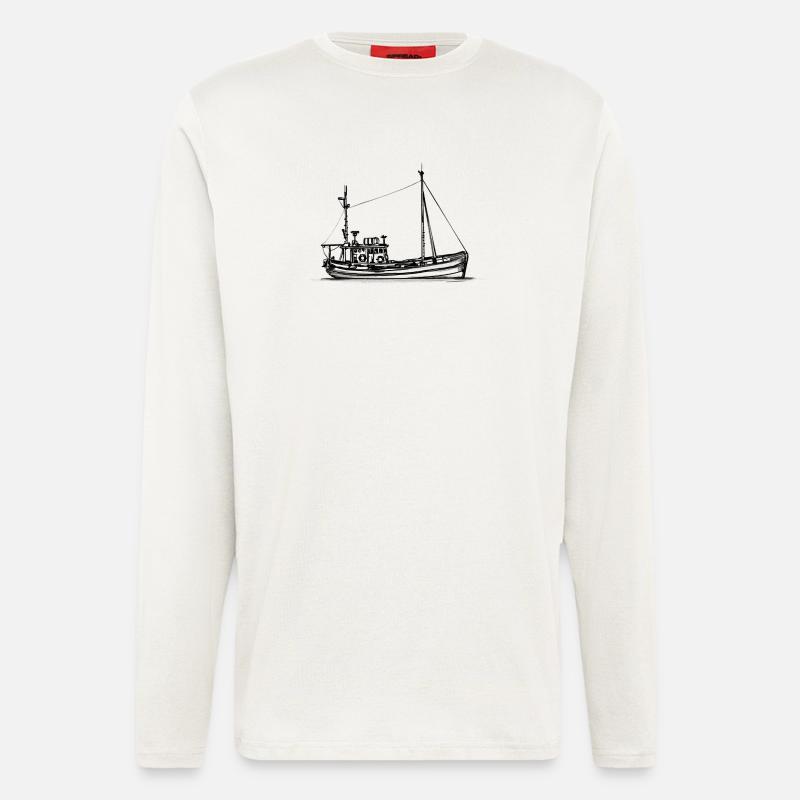 Fischkutter & Krabbenkutter - Illustration - Langarmshirt - made by SPREAD - OFF WHITE