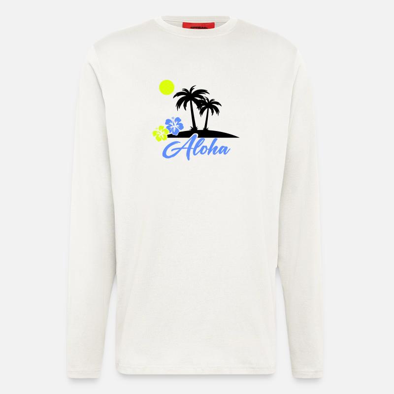 Aloha Hibiskus Neon Script - Langarmshirt - made by SPREAD - OFF WHITE