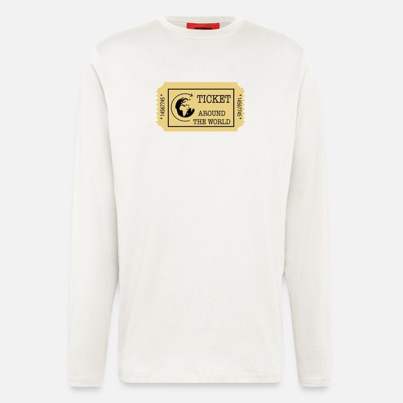 Around the World Ticket - Longsleeve - made by SPREAD  - OFF WHITE