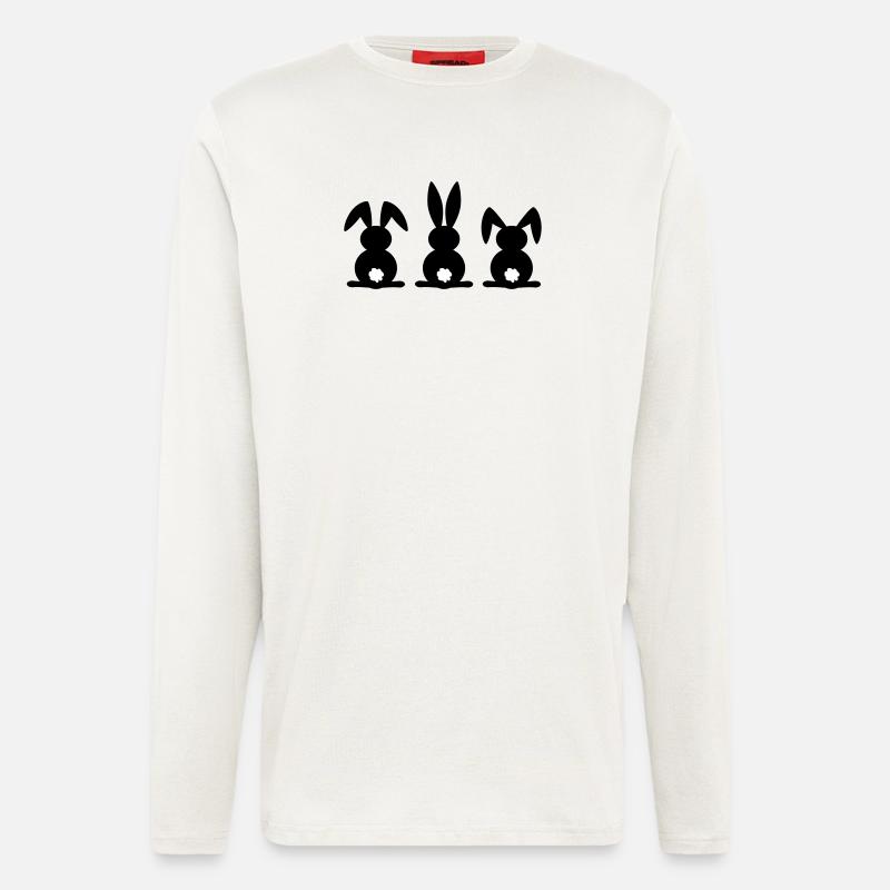 Kaninchen-Silhouette. Frohe Ostern oder Osterfeier. Ei. - Langarmshirt - made by SPREAD  - OFF WHITE