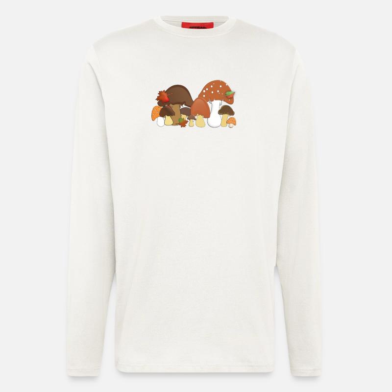 Autumn Mushrooms Forest Motifs Pattern - Longsleeve - made by SPREAD  - OFF WHITE