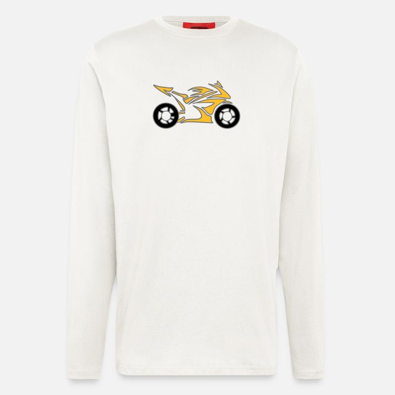 Moto Vélo Chopper Mobylette Roll - Manches longues bio décontracté fabriqué en UE - OFF WHITE