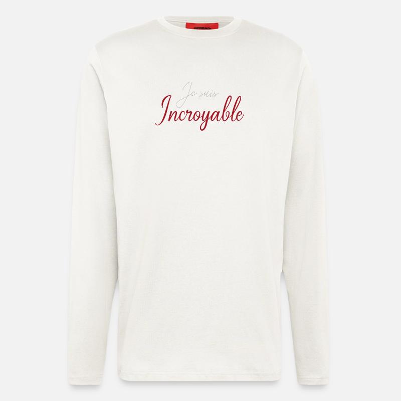 Je suis Incroyable Script Rouge - Manches longues bio décontracté fabriqué en UE - OFF WHITE