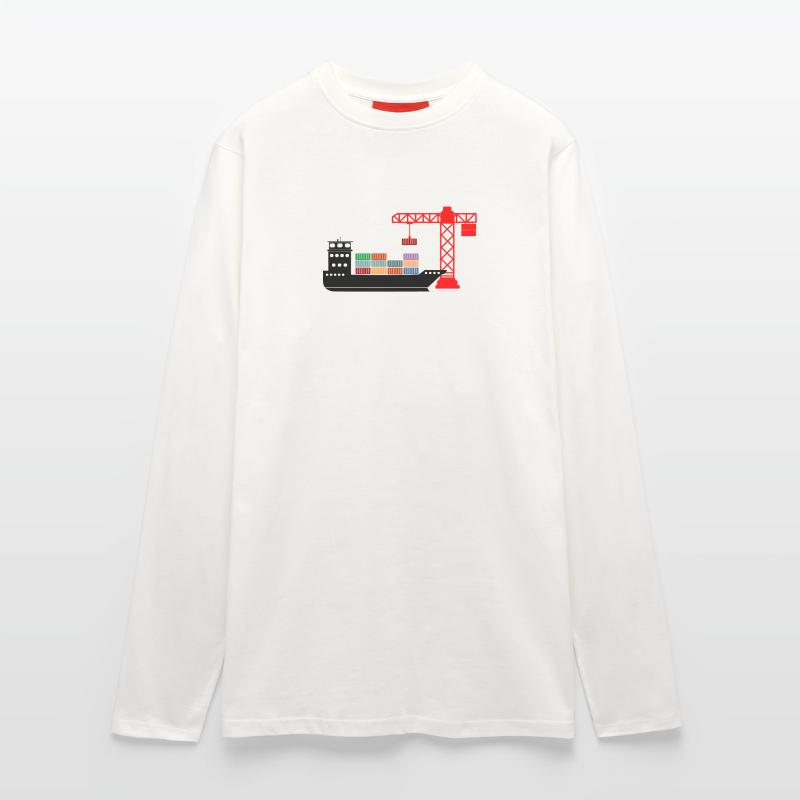 Sea container boat with crane unloading 2 Longsleeve - made by SPREAD 