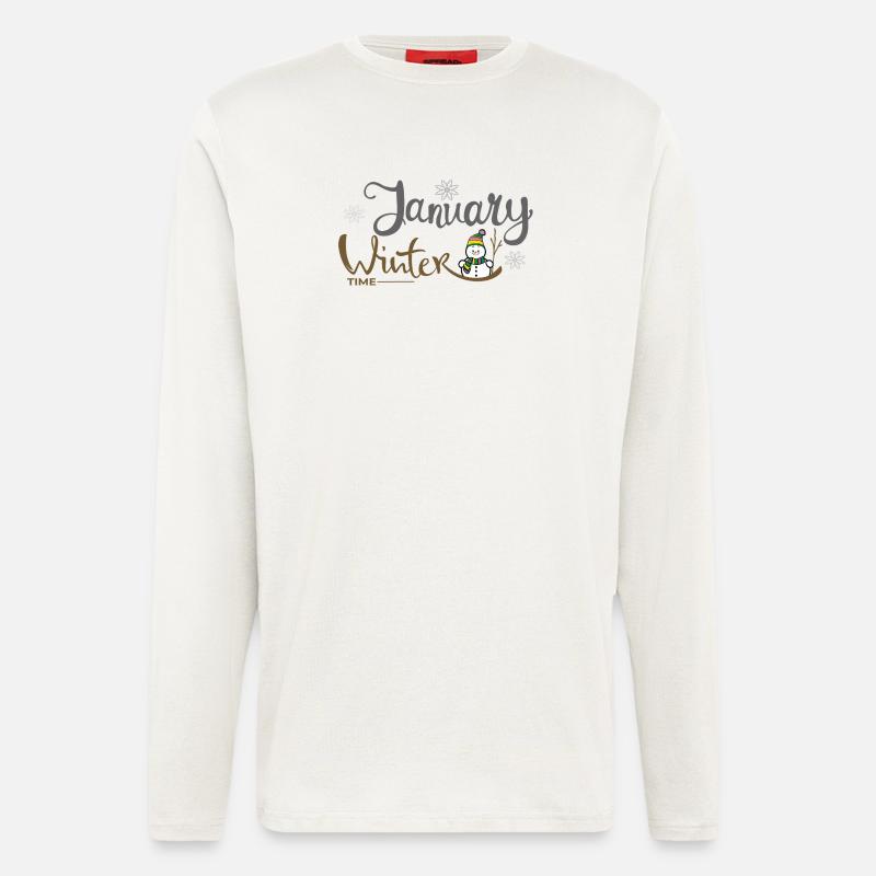Januar Winterzeit Schneemann - Langarmshirt - made by SPREAD  - OFF WHITE
