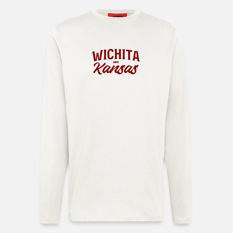 Wichita Kansas Retro Script - Langarmshirt - made by SPREAD  - OFF WHITE