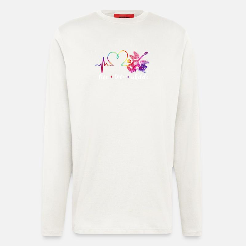 Hawaiian Ukulele Uke Live Love - Langarmshirt - made by SPREAD - OFF WHITE
