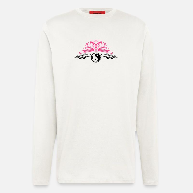 Lotus mit Yin & Yang Symbol - Langarmshirt - made by SPREAD  - OFF WHITE