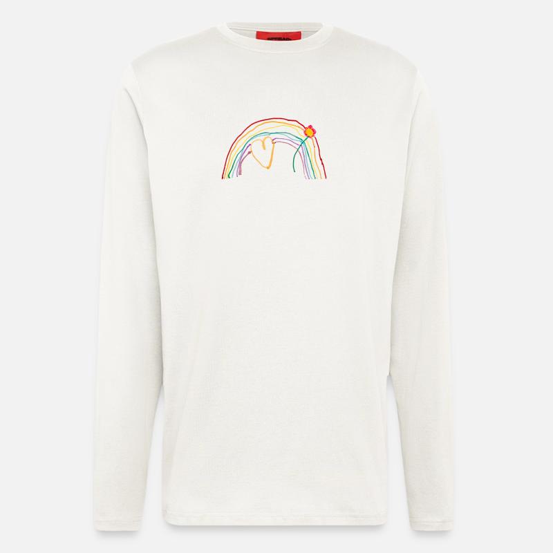 Regenbogen mit Herz und Blume - Langarmshirt - made by SPREAD  - OFF WHITE