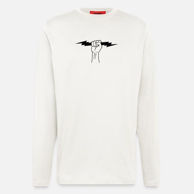 Blitz in der Faust - Langarmshirt - made by SPREAD  - OFF WHITE