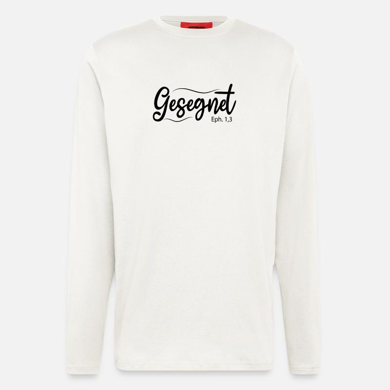 Gesegnet, Bibelvers - Langarmshirt - made by SPREAD  - OFF WHITE