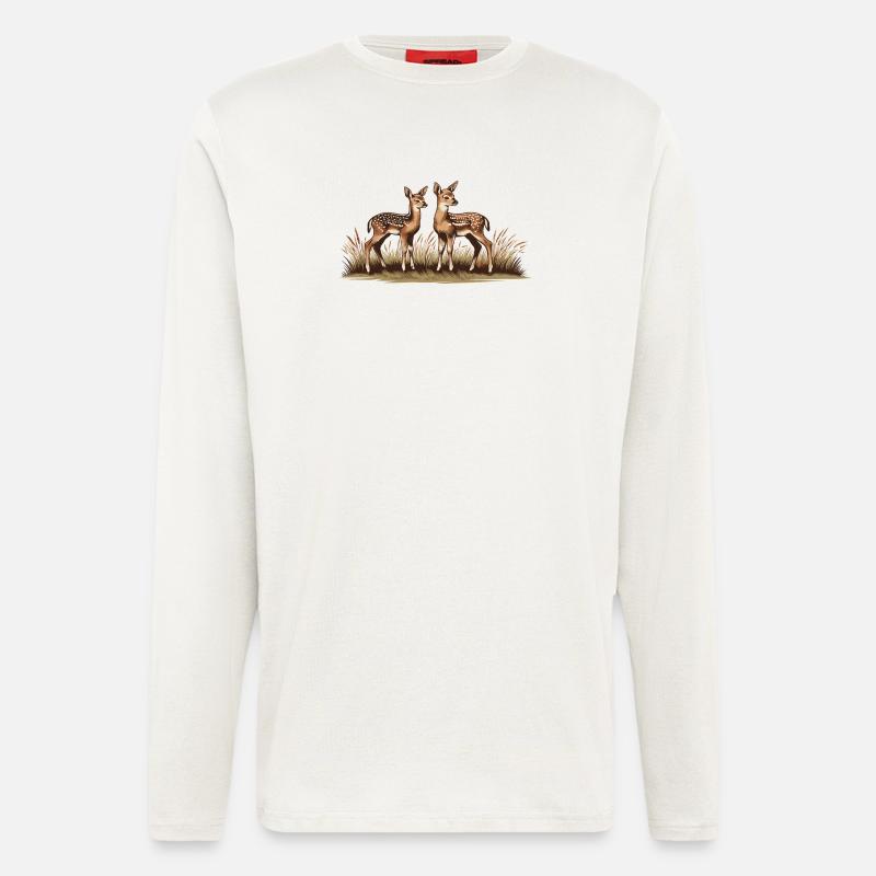 Rehe auf Wiese - Langarmshirt - made by SPREAD  - OFF WHITE