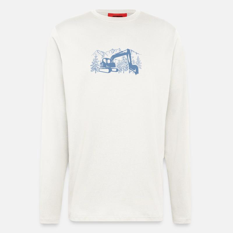 Bagger Silhouette Baugeräteführer Arbeit - Langarmshirt - made by SPREAD  - OFF WHITE
