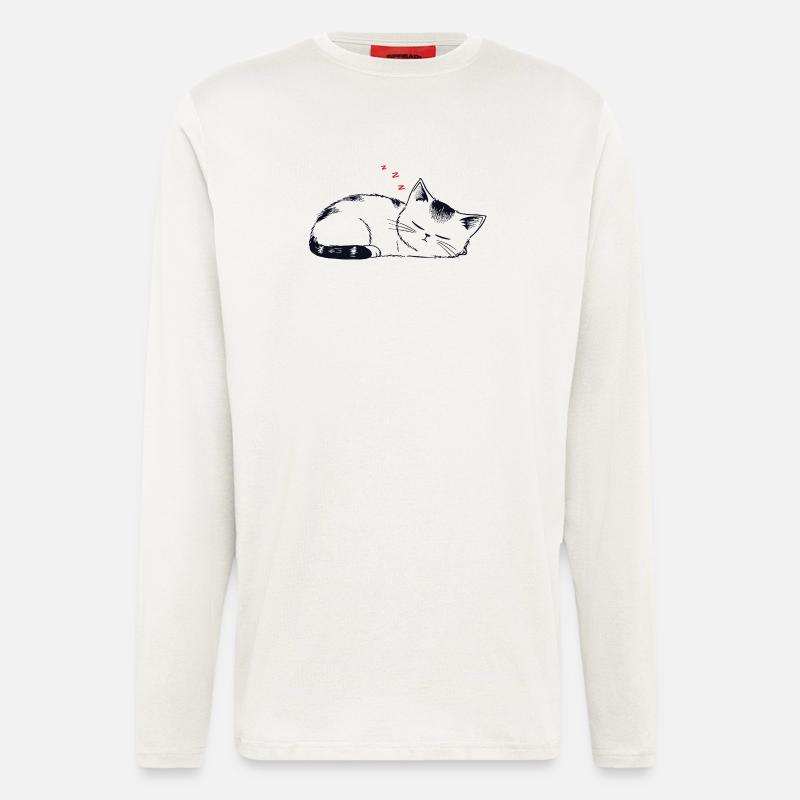 Stickige schlafende Katze - Langarmshirt - made by SPREAD - OFF WHITE