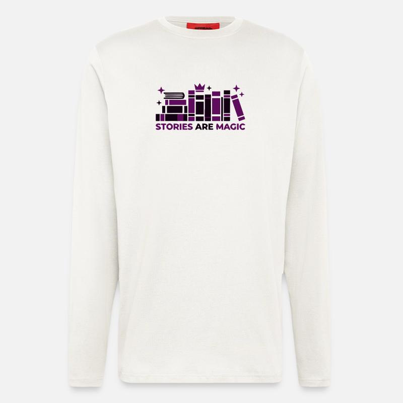 Bücherstapel Stories Are Magic - Langarmshirt - made by SPREAD  - OFF WHITE