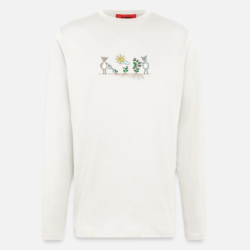 Lama Garten bunt - Langarmshirt - made by SPREAD  - OFF WHITE