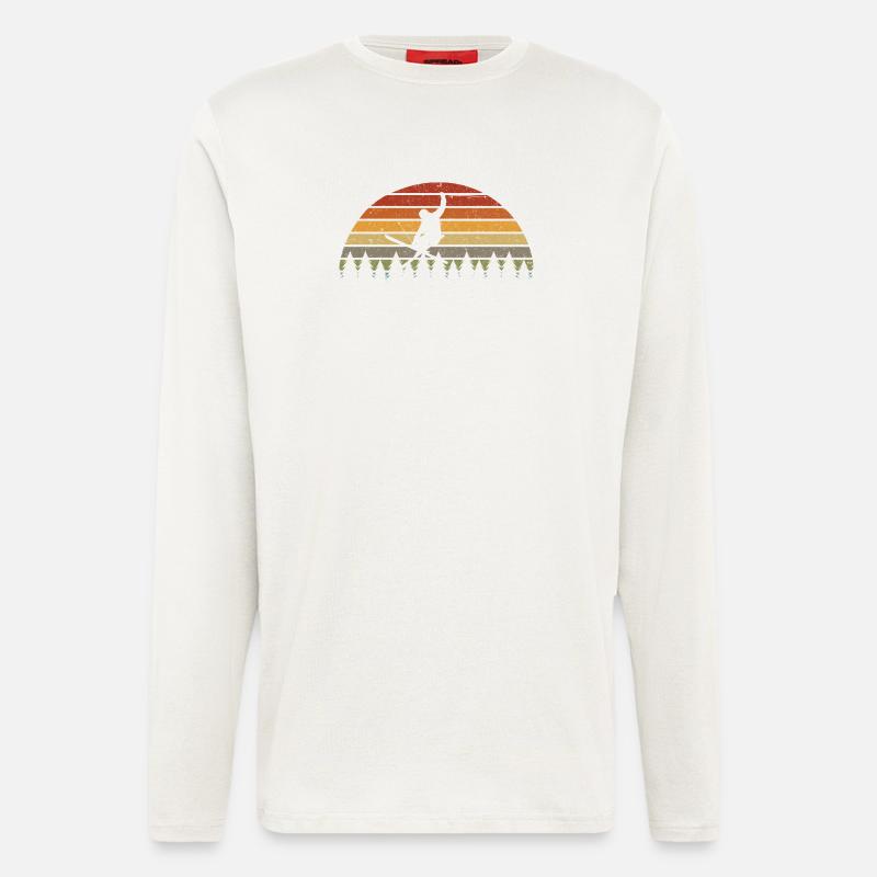 Sunset Snowboarder im Pines Retro Tee - Langarmshirt - made by SPREAD  - OFF WHITE