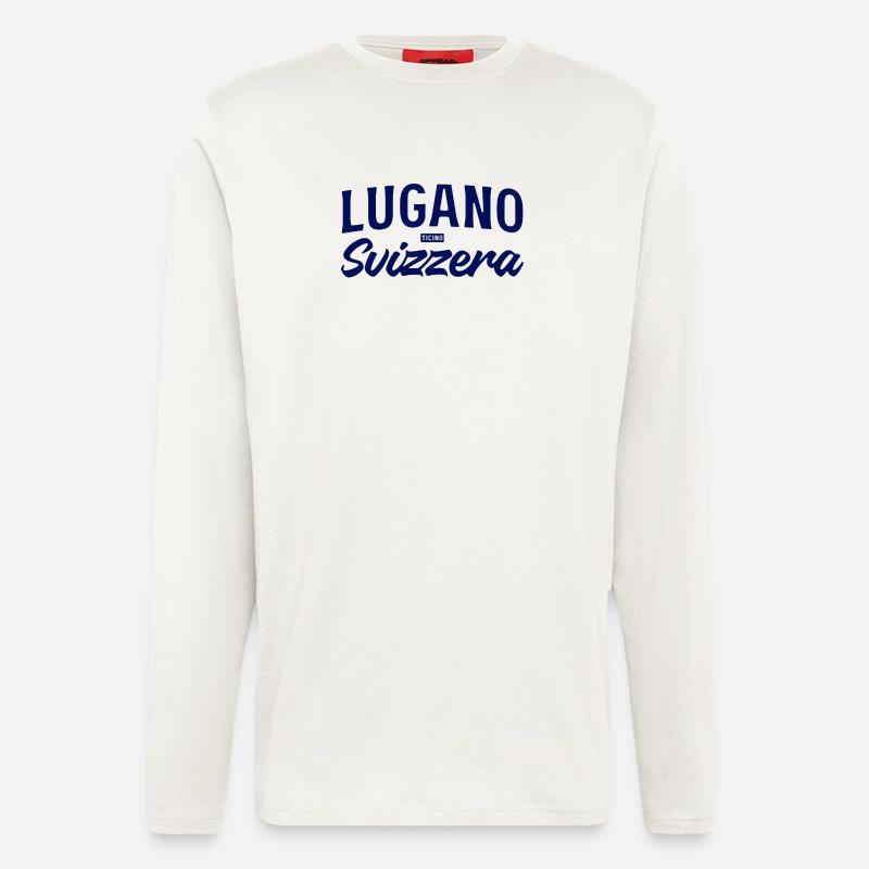 Lugano Svizzera Script Design - Langarmshirt - made by SPREAD  - OFF WHITE