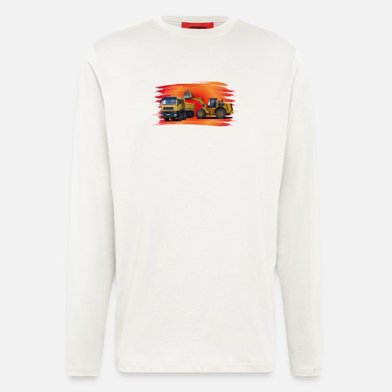 Laster und Bagger auf rot - Langarmshirt - made by SPREAD  - OFF WHITE