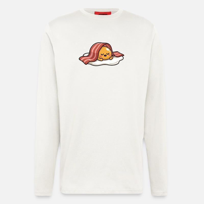 Sleeping Egg with Bacon Cartoon - Langarmshirt - made by SPREAD  - OFF WHITE