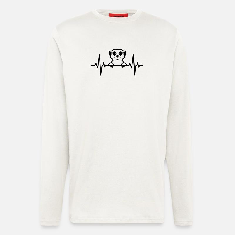 Erdmännchen Herzschlag Illustration - Langarmshirt - made by SPREAD  - OFF WHITE