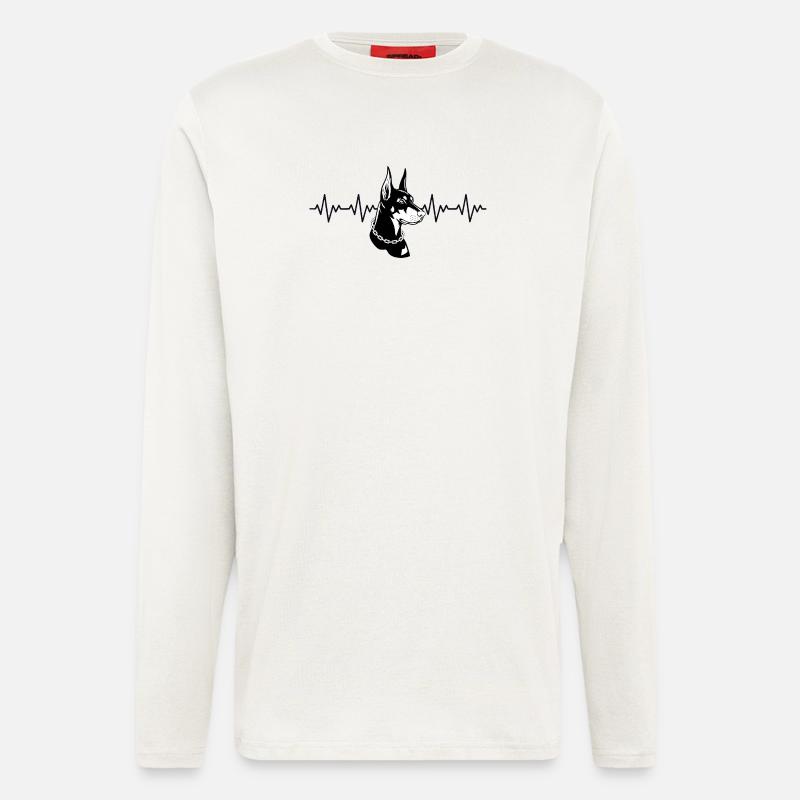 Dobermann EKG Herzschlag - Langarmshirt - made by SPREAD  - OFF WHITE