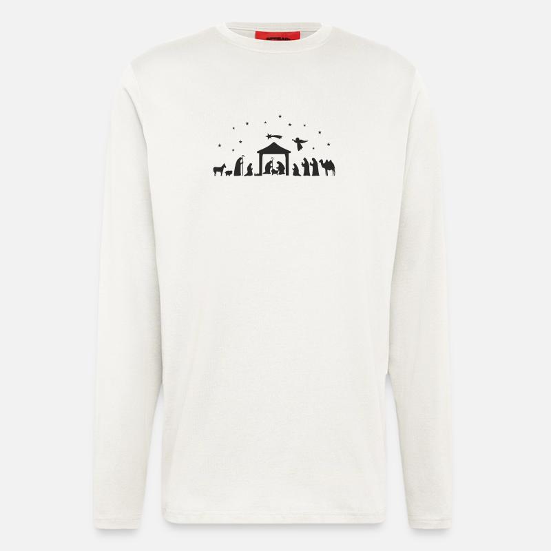 Weihnachtskrippe Silhouette Krippenszene - Langarmshirt - made by SPREAD  - OFF WHITE