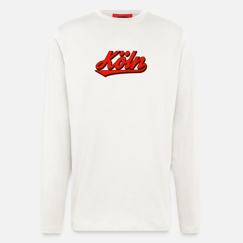 Logo rétro Script de Cologne Rouge - Manches longues bio décontracté fabriqué en UE - OFF WHITE