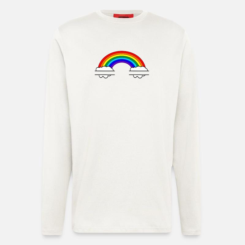 Regenbogen mit zwei Namensblasen - Langarmshirt - made by SPREAD  - OFF WHITE