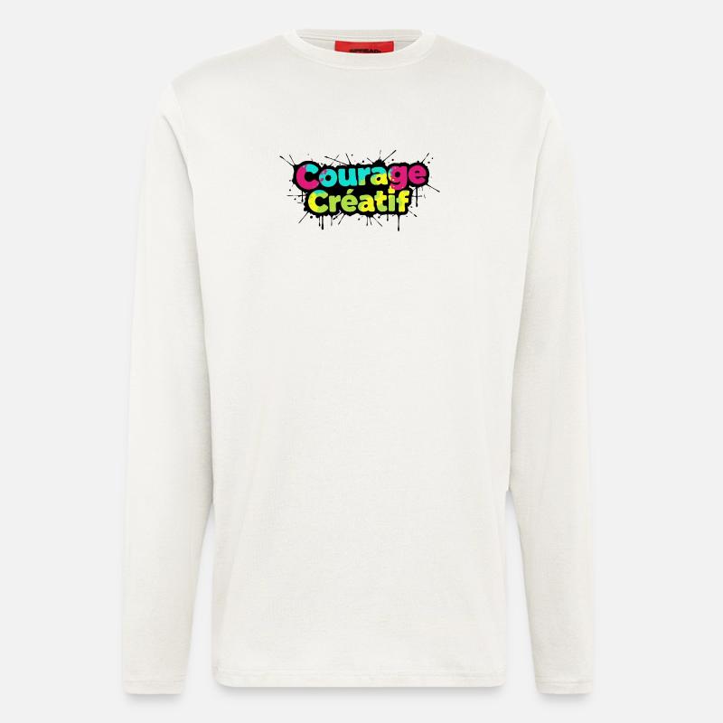Courage Créatif Bunte Typografie - Langarmshirt - made by SPREAD  - OFF WHITE