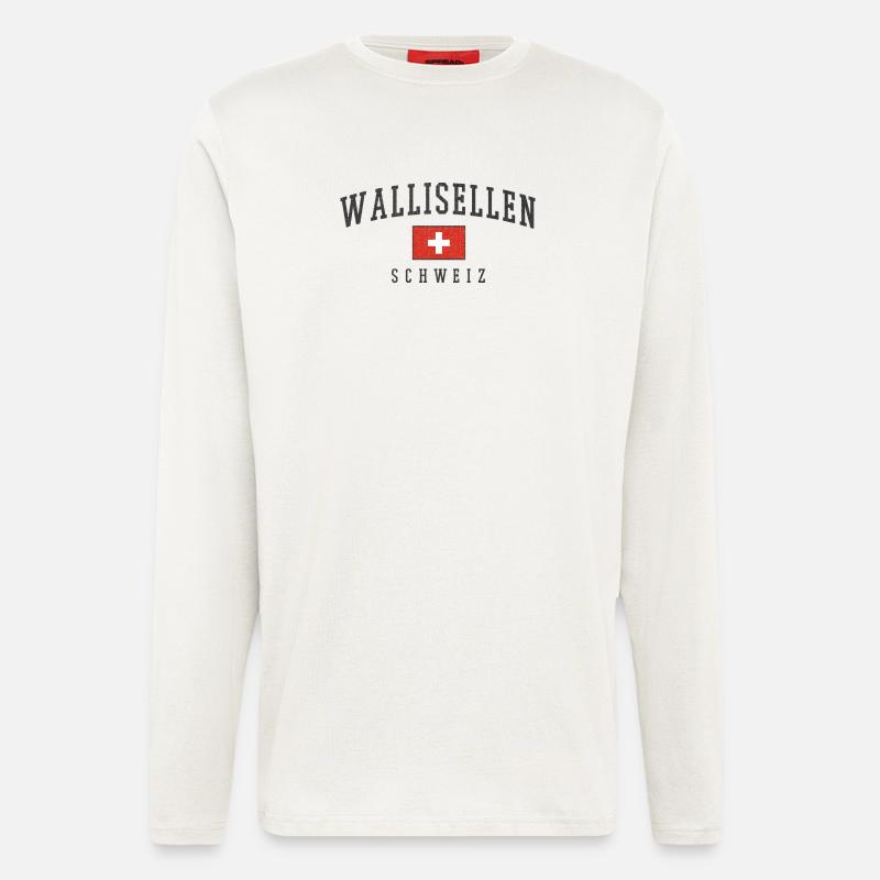 Wallisellen Schweiz Emblem mit Schweizer Flagge - Langarmshirt - made by SPREAD  - OFF WHITE