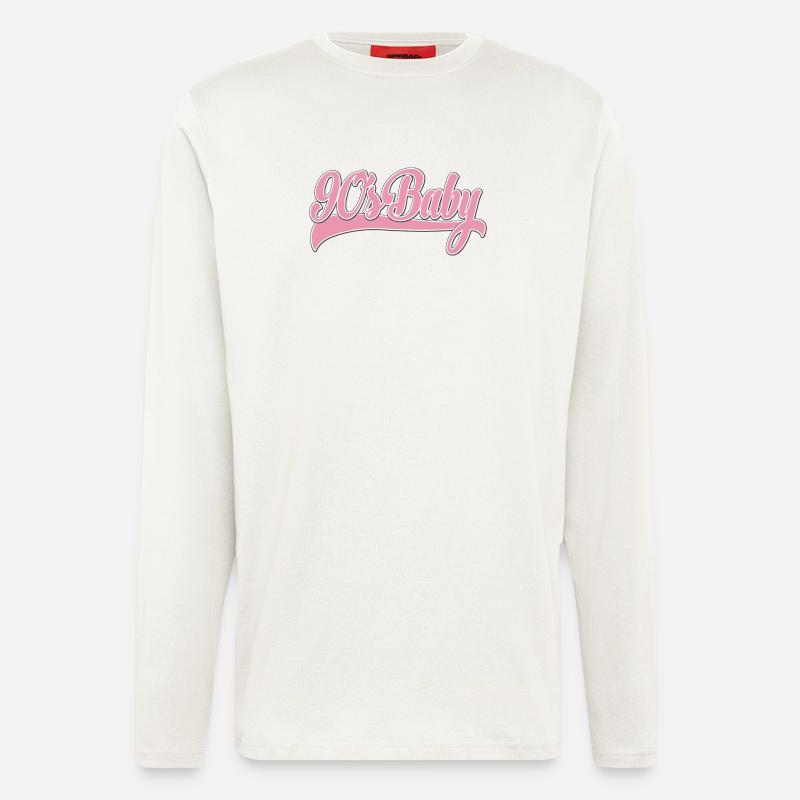 90s Baby Pink Retro Script - Langarmshirt - made by SPREAD  - OFF WHITE